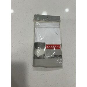 Vtg Shabers Med White  100%‎ Cotton Briefs Underwear   NIP